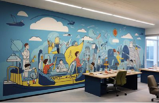  宜黄办公室墙绘的特点。