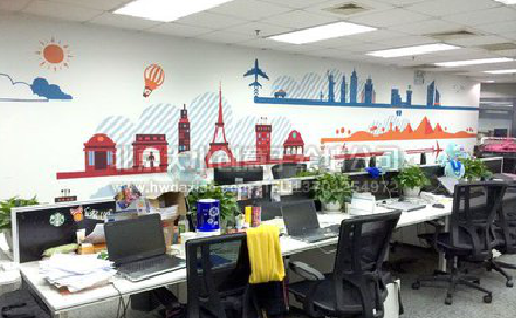  宜黄教你设计办公室墙绘的方法。