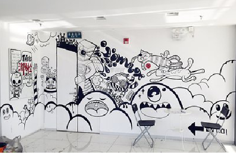  宜黄手绘墙并非传统涂鸦。